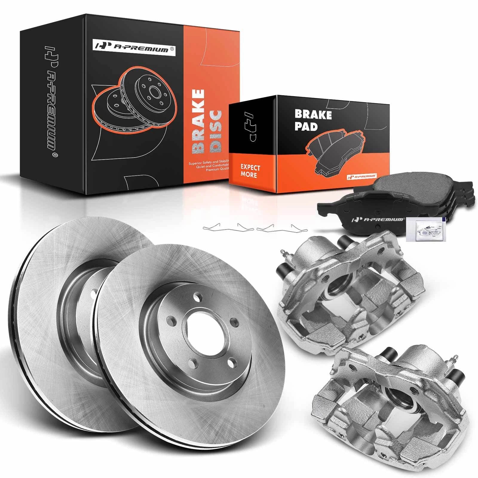 Front Disc Brake Rotor & Pads + Brake Caliper for Ford Escape (2013)