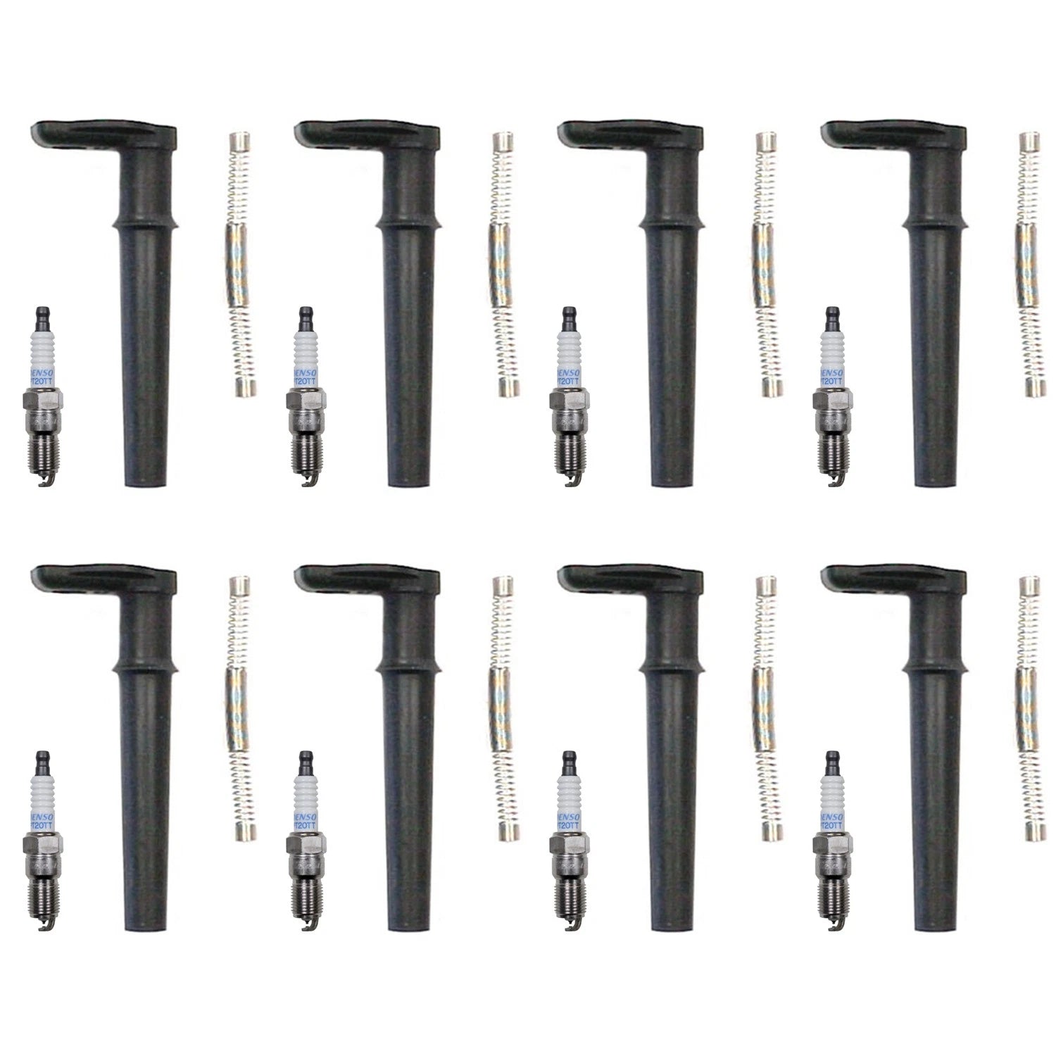 Set of 8 Denso Platinum TT Spark Plugs & Coil Boots for Mustang Shelby GT500 (2007–2014)