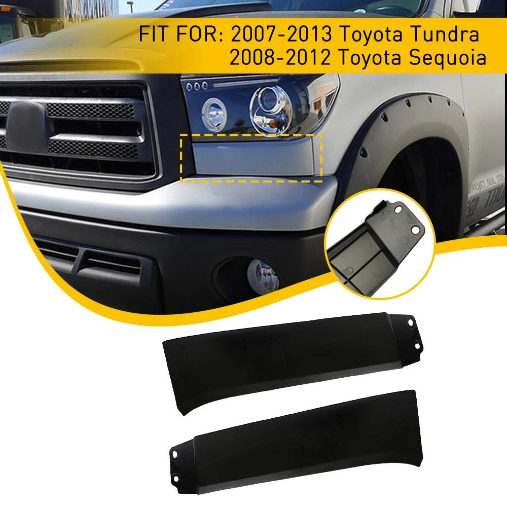 2X Front Bumper Grille Headlight Filler Trim Cover for Toyota Tundra (2007–2013)