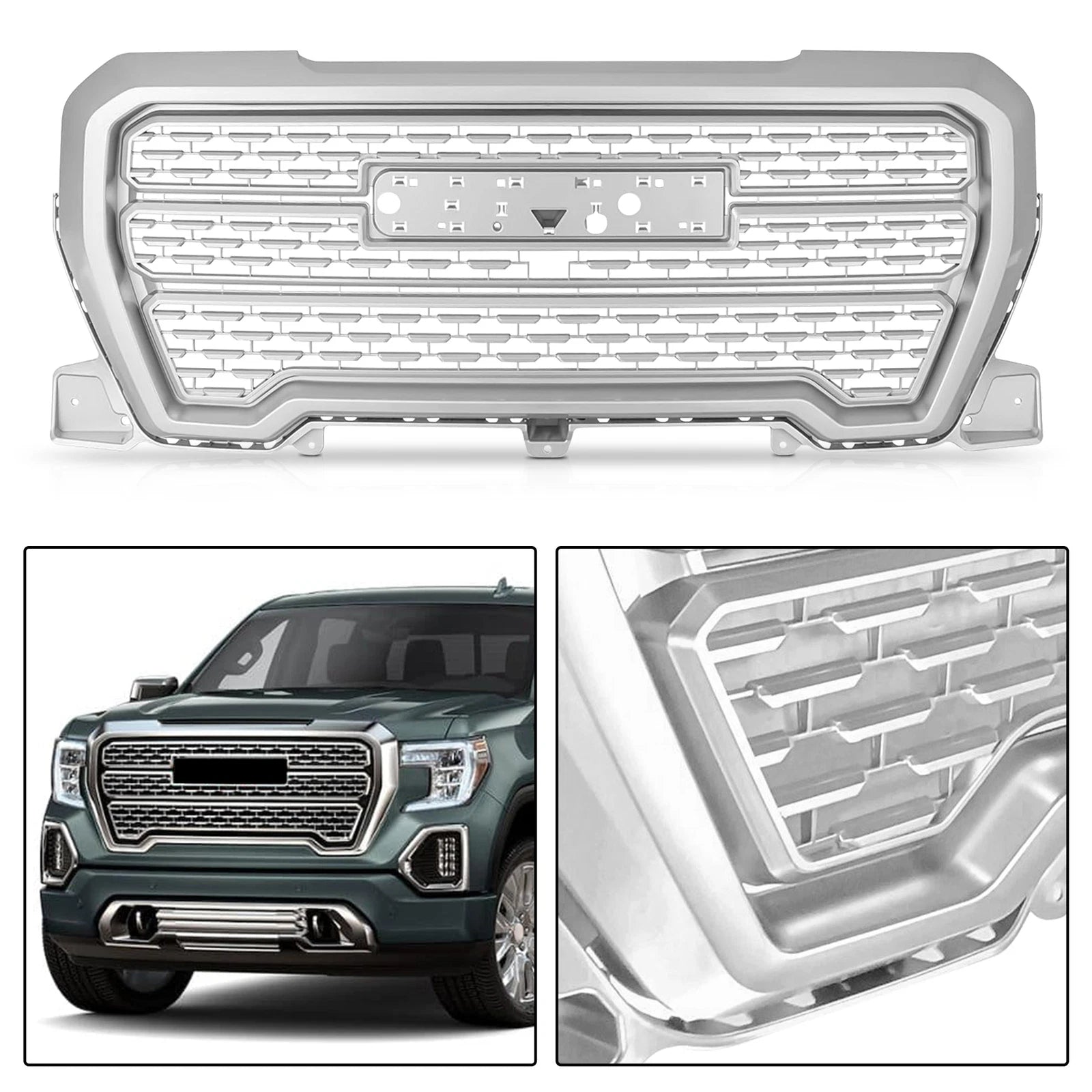 Chrome Front Upper Grille for GMC Sierra 1500 Denali (2019-2021)
