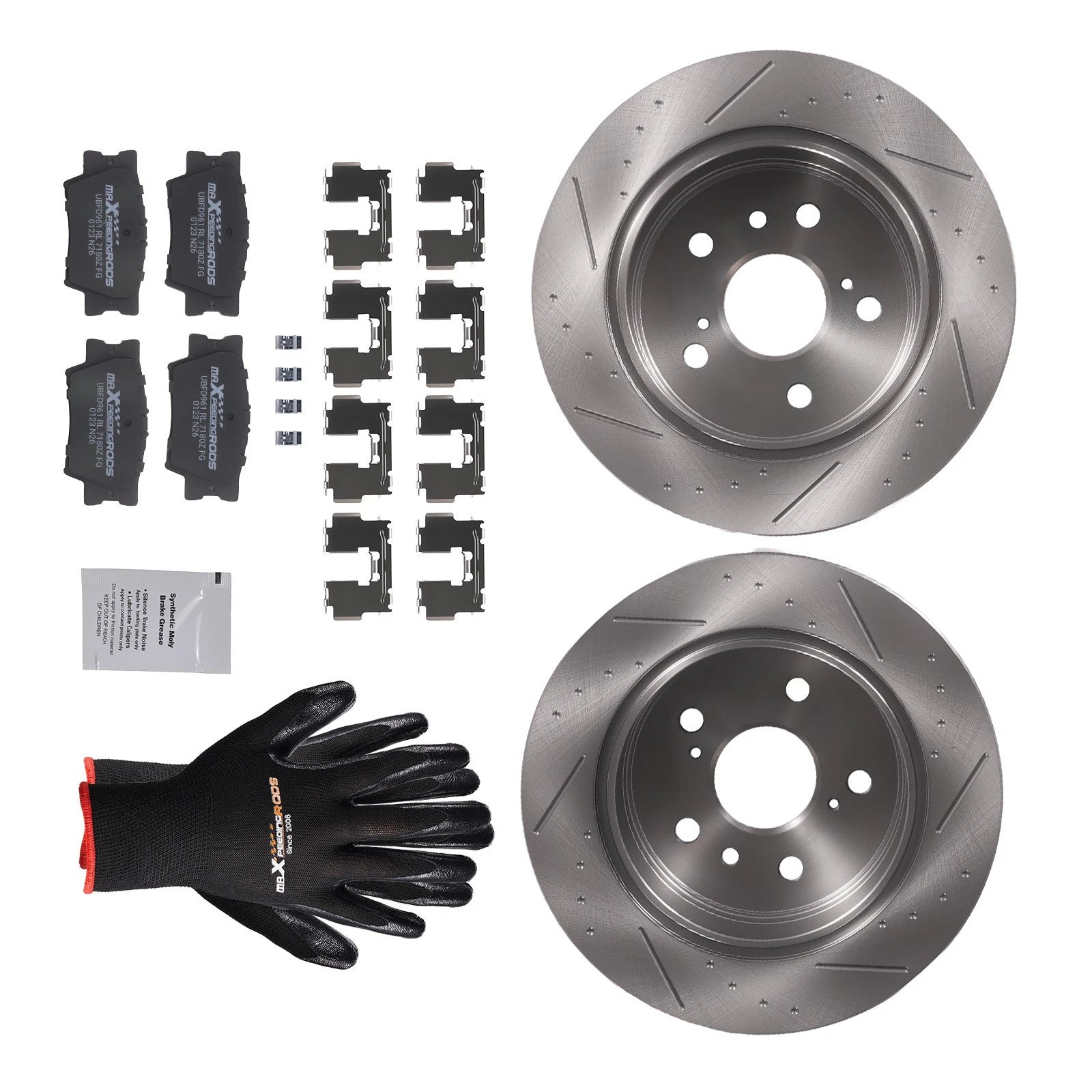 Rear Brake Rotors & Ceramic Pads Kit for Toyota Avalon (2008–2012) Camry (2007–2011)