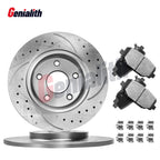 Set of 2 Rear Disc Rotors Brake Pads for Dodge Grand Caravan Journey (2008–2020)