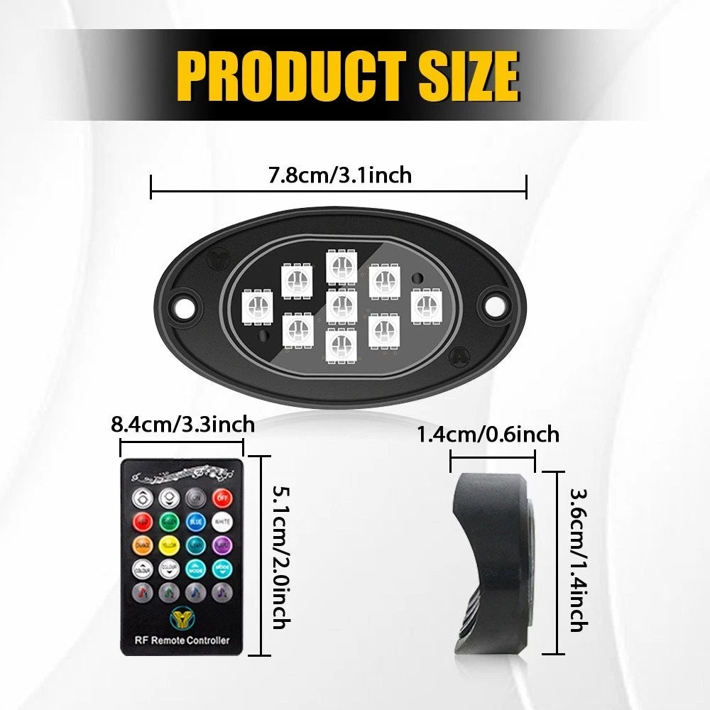 20x RGB LED Rock Lights for Offroad Vehicles (APP Control)