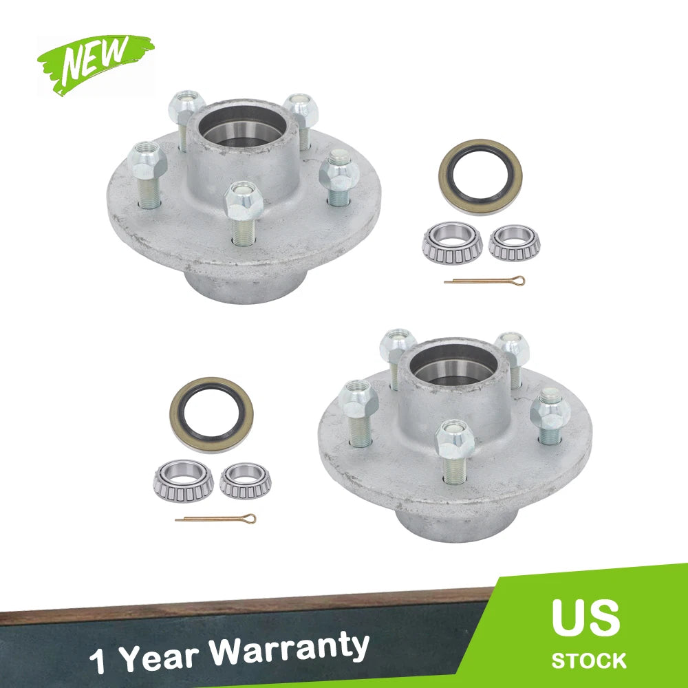 Set of 2 Galvanized Trailer Hub Kits for 3" Axles