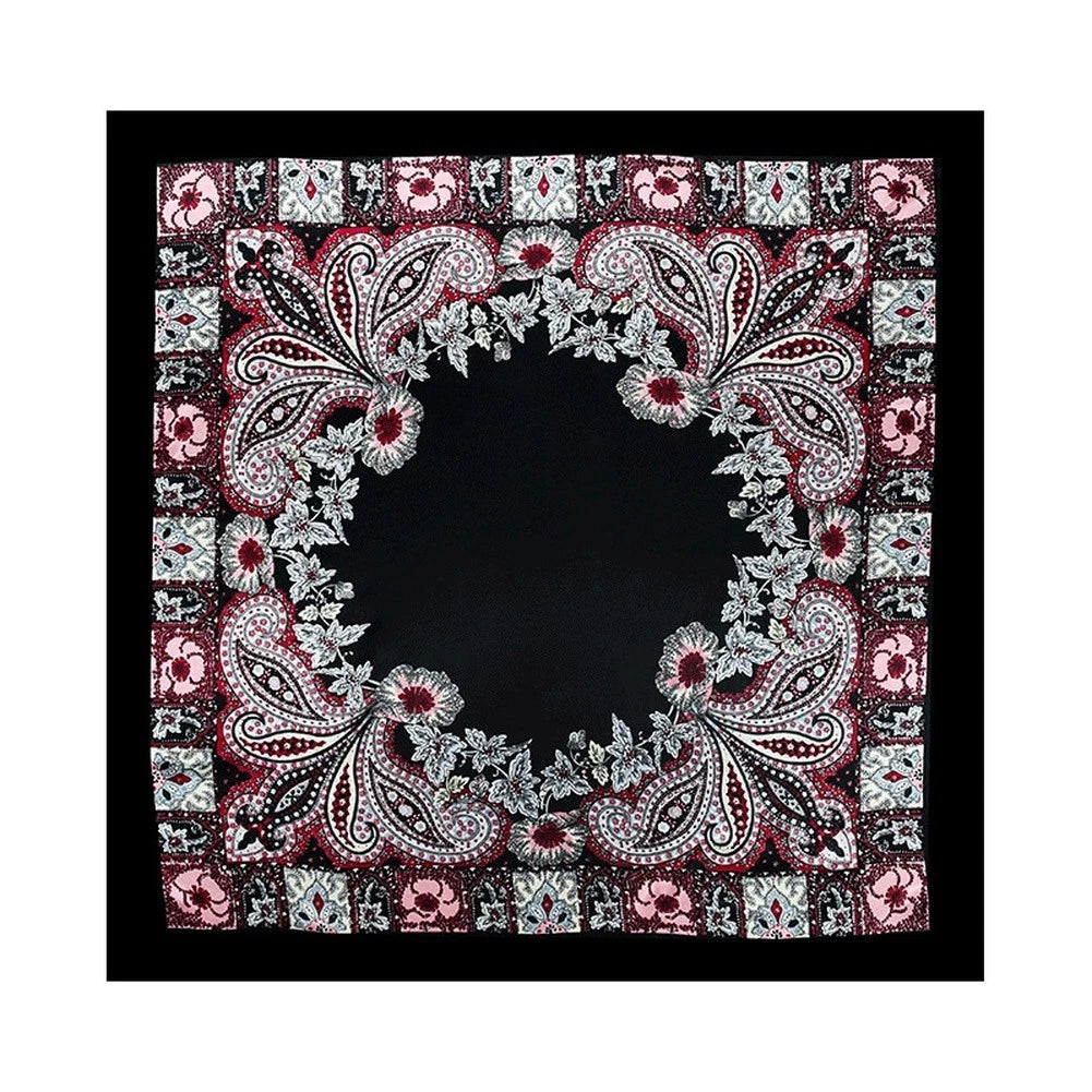 Retro Paisley Pattern Satin Silk Scarf 90x90 cm for Women