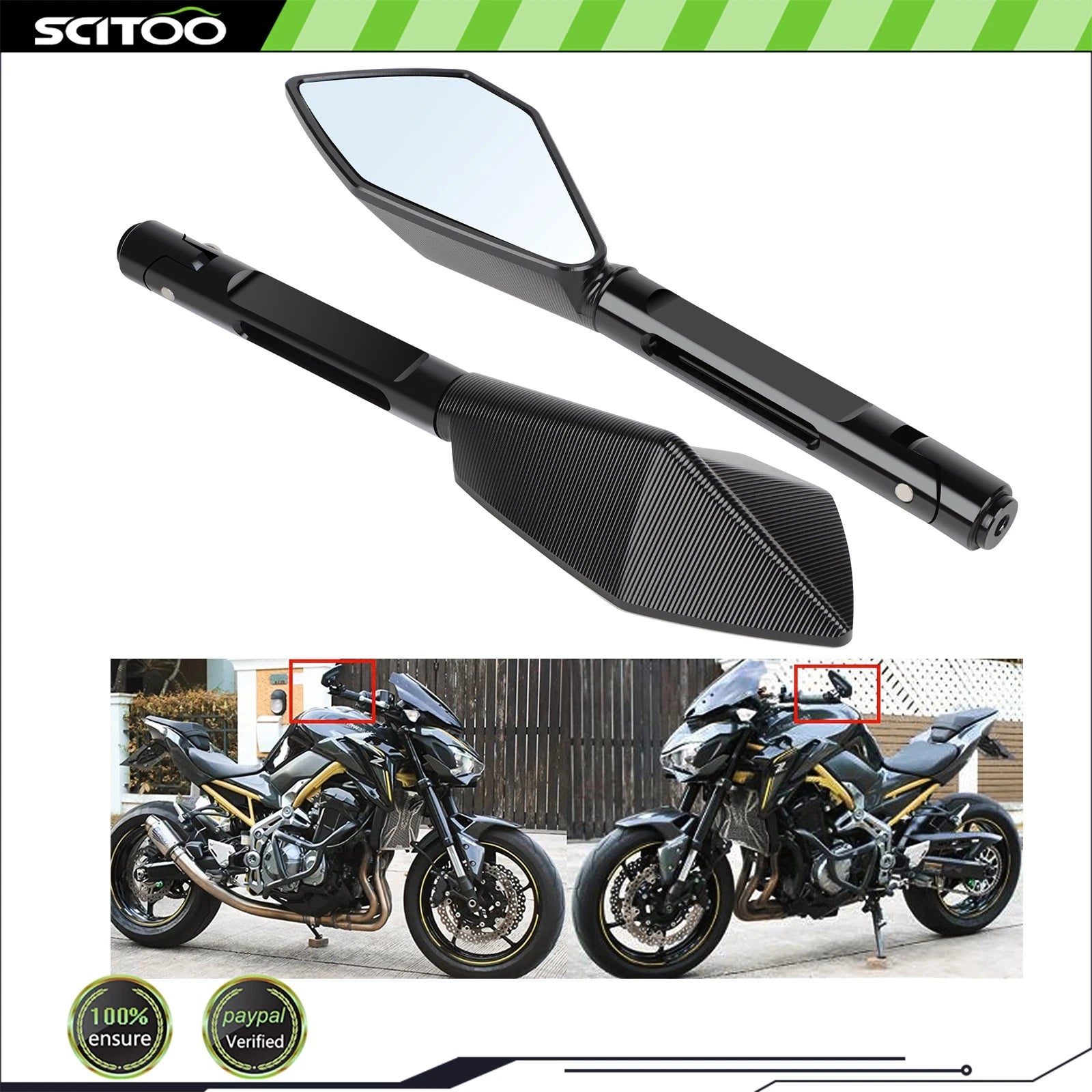 2PC Rearview Side Mirrors for Honda Yamaha Suzuki (Universal) 8mm 10mm
