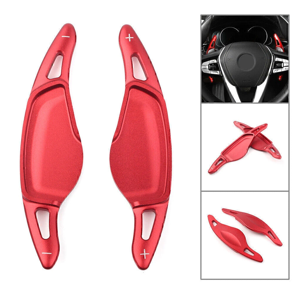 Aluminum Red Steering Wheel Paddle Shifter Extension for BMW 5 7 Series X3 X4 X5 (2010–2023)