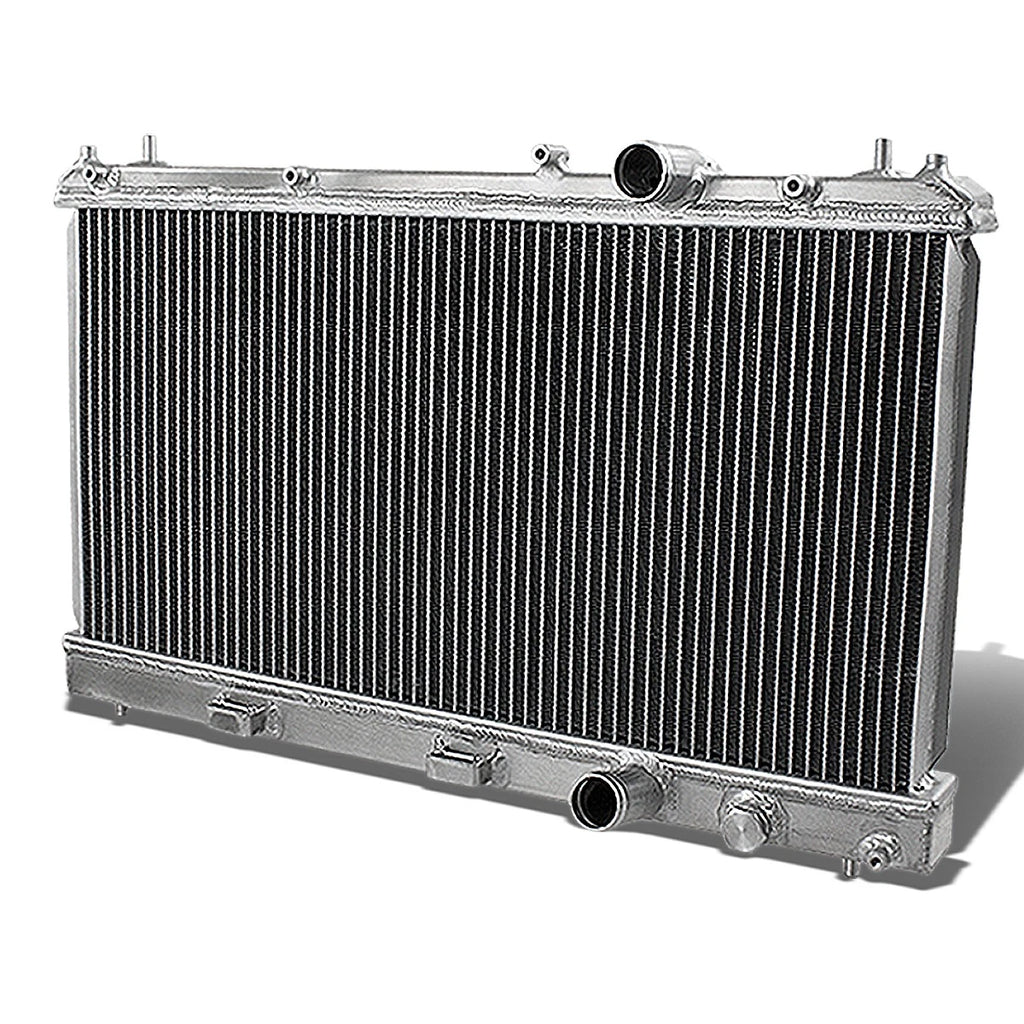 Dual Row Aluminum Chrome Radiator with 10" Black Cooling Fans for MT/Manual