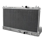 Dual Row Aluminum Chrome Radiator with 10" Black Cooling Fans for MT/Manual