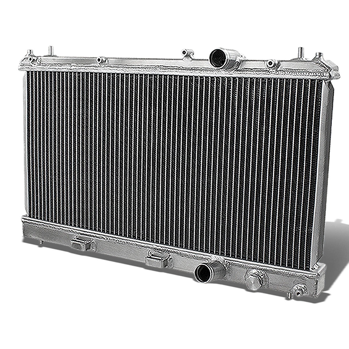 Dual Row Aluminum Chrome Radiator with 10" Black Cooling Fans for MT/Manual