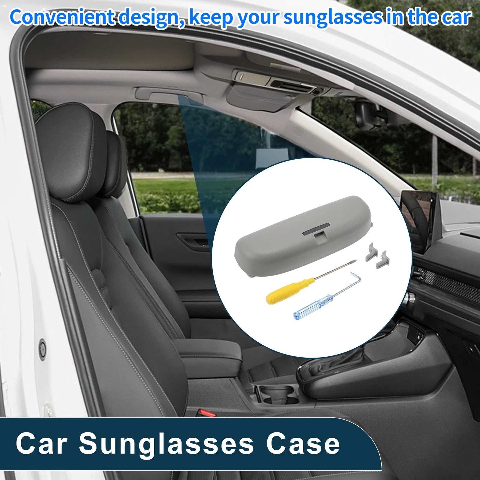 Sunglasses Case for Toyota Camry (2018–2022) Eyeglasses Holder Storage Box Grey