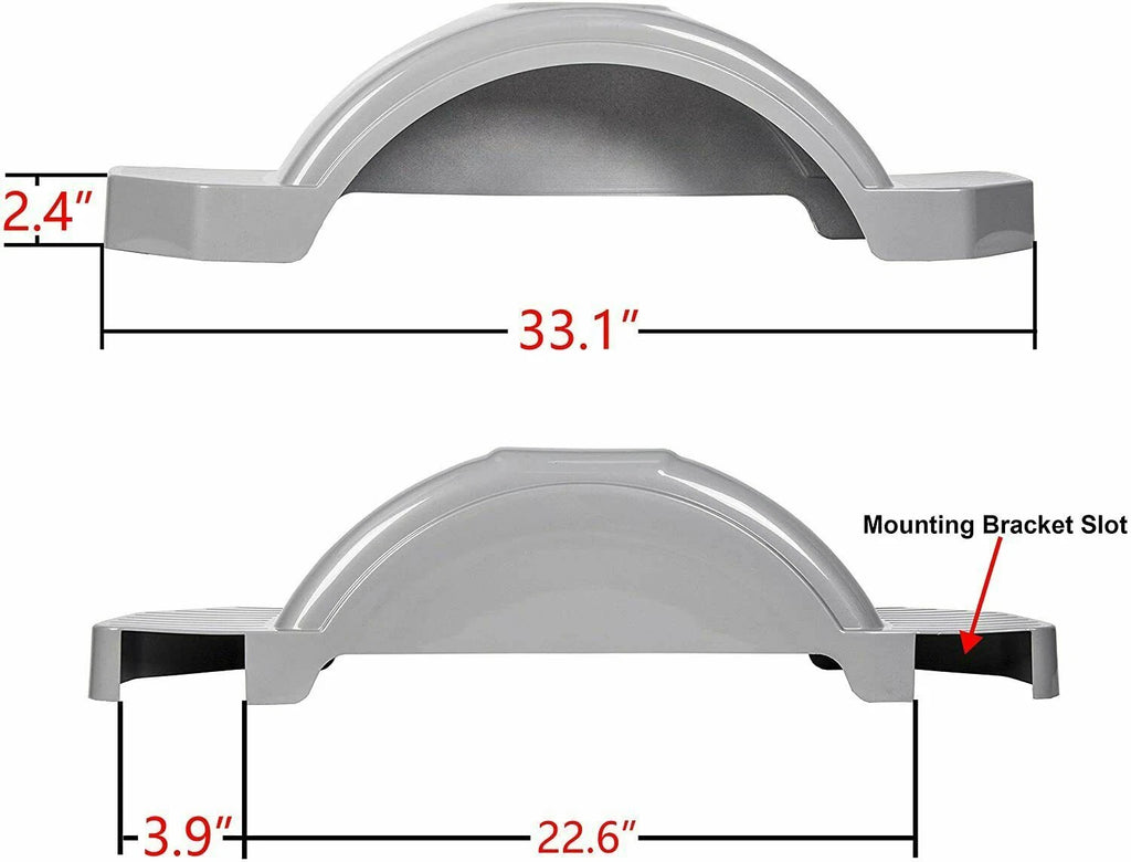 Set of 2 Single Axle Trailer Fenders w/ Steps for 12" Wheels