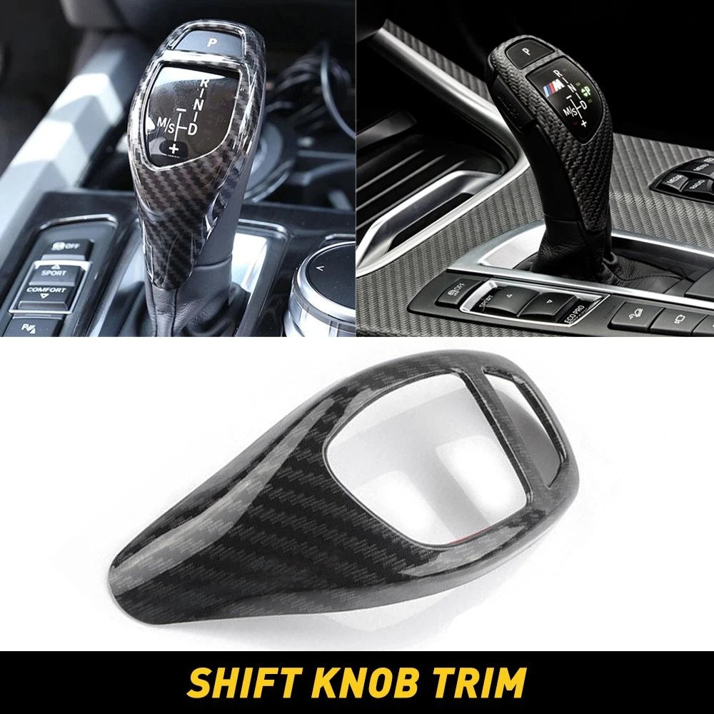Carbon Fiber Style Gear Shift Knob Cover for BMW F30 F20 F10 F15 F25 X5 X3 (2012–2019)