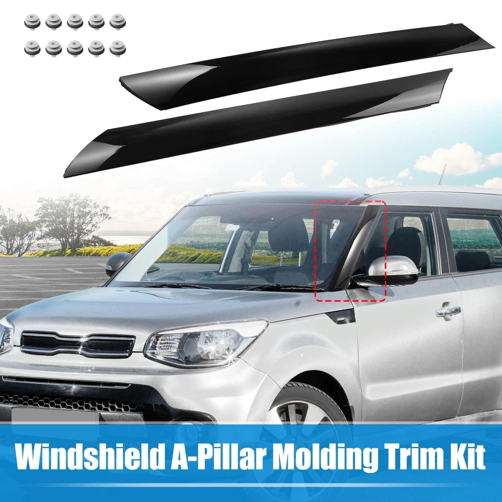 Pair Windshield A-Pillar Trim Panel for Kia Soul (2010–2013) 861802K500