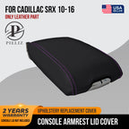 Leather Console Lid Armrest Cover for Cadillac SRX (2010–2016) Purple Stitch