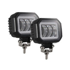 Set of 2 4-Inch Square LED Work Light Bars for Motorcycle (12V-24V)