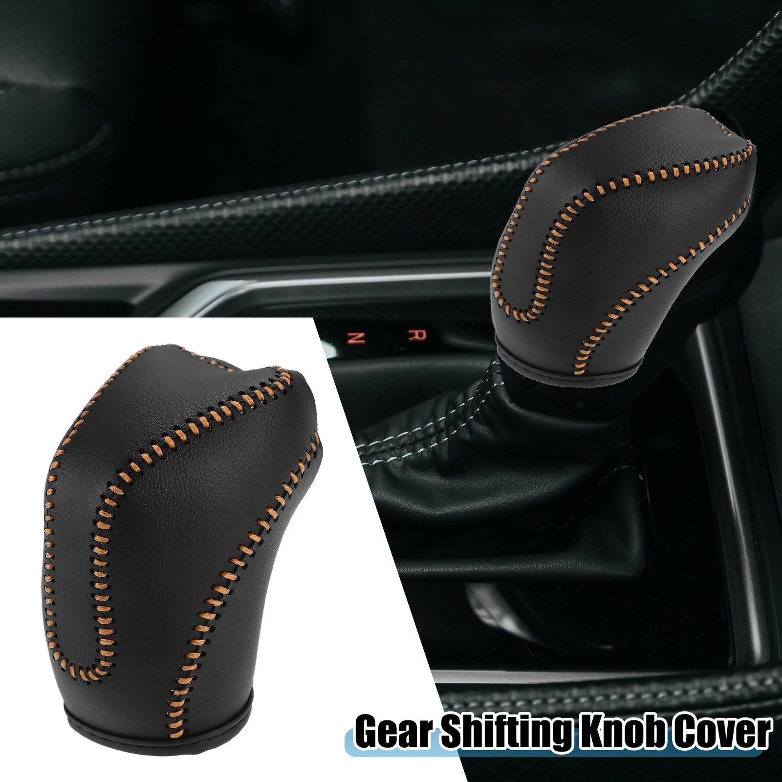 Gear Shifting Knob Cover for Subaru Crosstrek (2018–2023) Black Orange Stitches