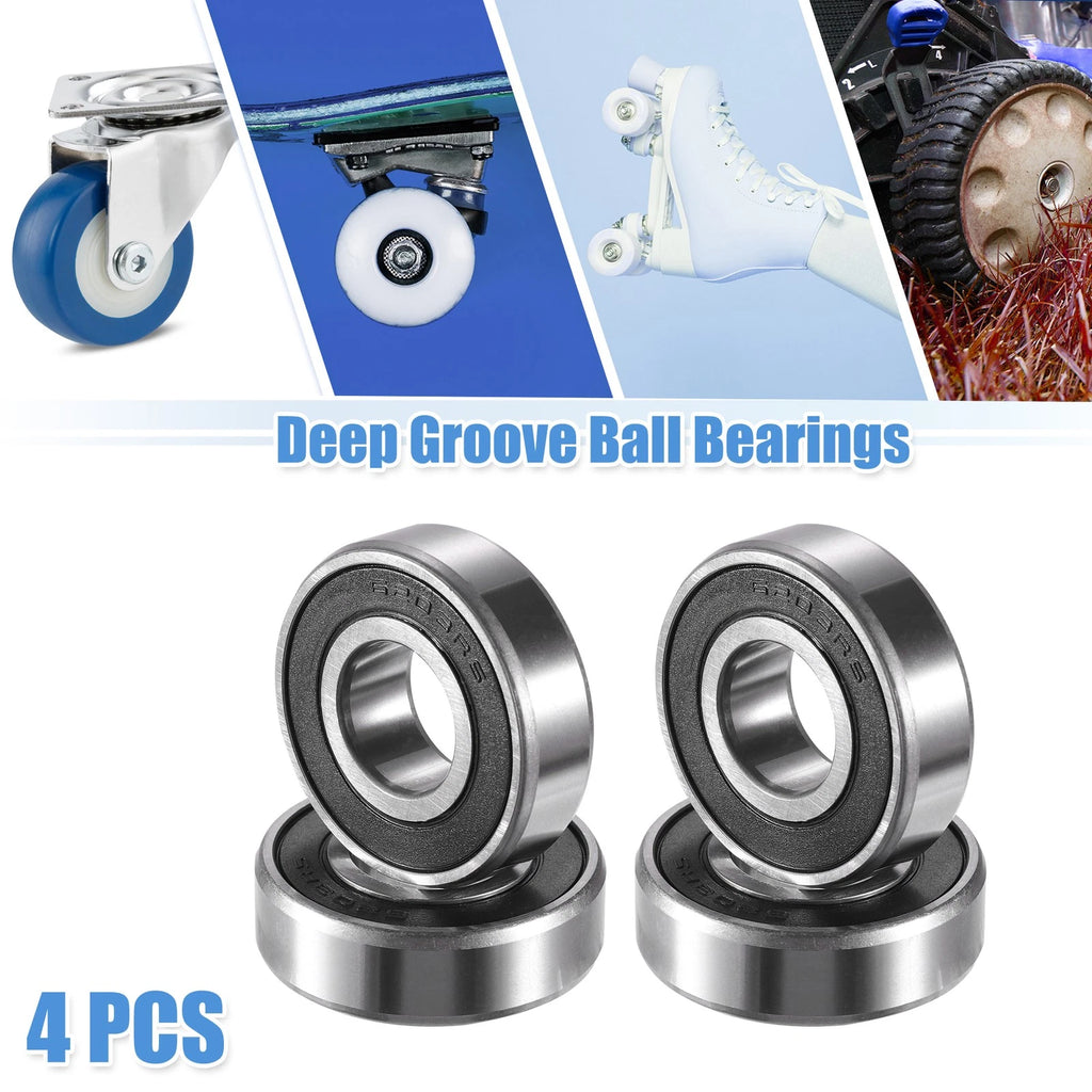 Set of 4 6203-2RS Deep Groove Ball Bearings for Auto (17x40x12mm)