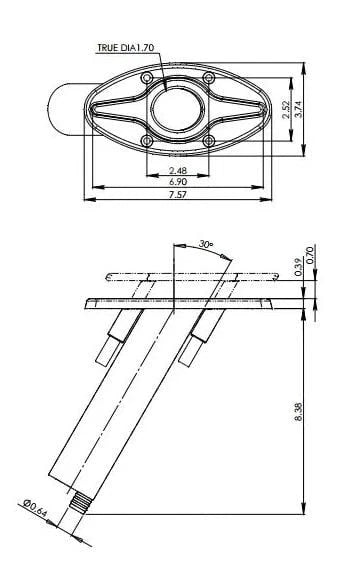 6" Cleat with Rod Holder for Various Boats (15 Degree, Stainless Steel)