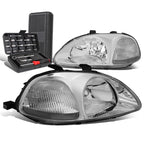 Pair of Chrome/Clear Signal Headlights for Honda Civic (1996–1998)