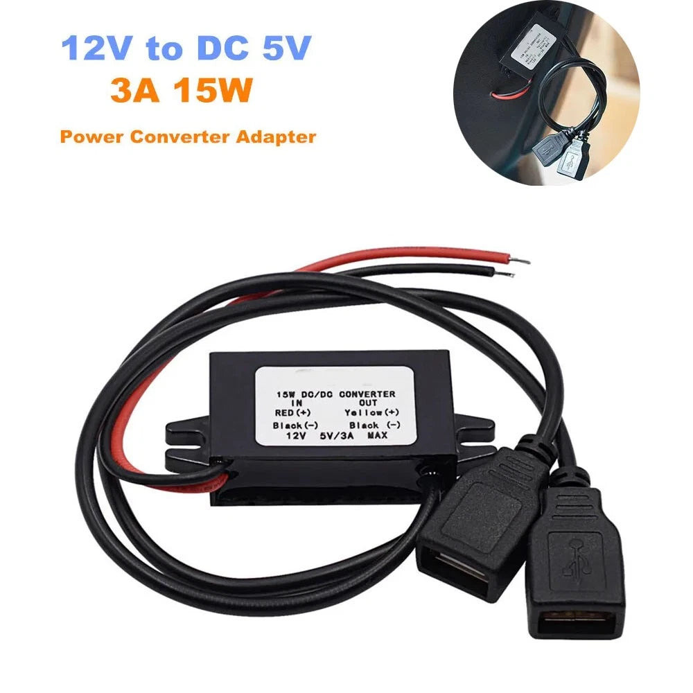 12V to 5V 3A DC Dual USB Step Down Buck Converter for Dash Cam (2010–2023)