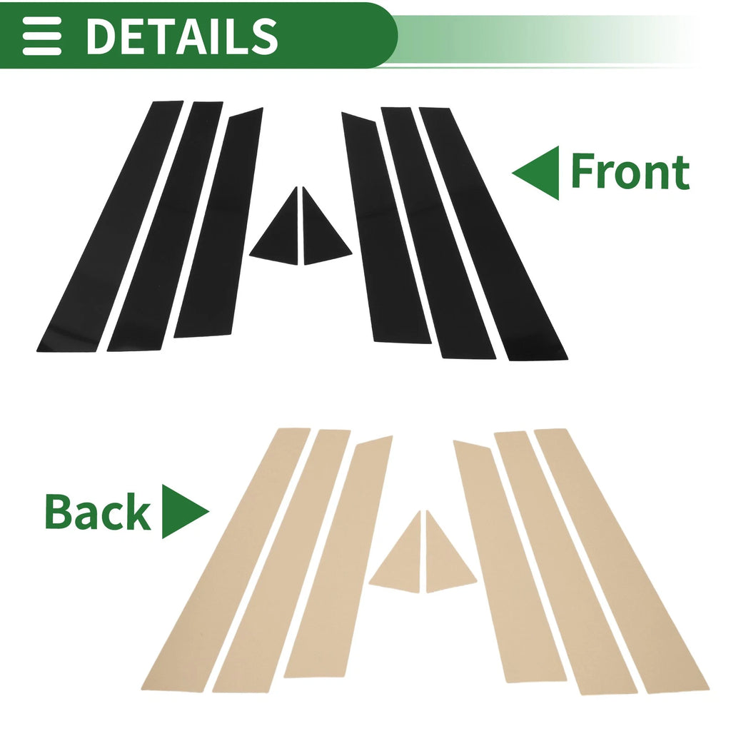 8 Pcs Door Pillar Window Trim for Nissan Murano (2009–2015) Black