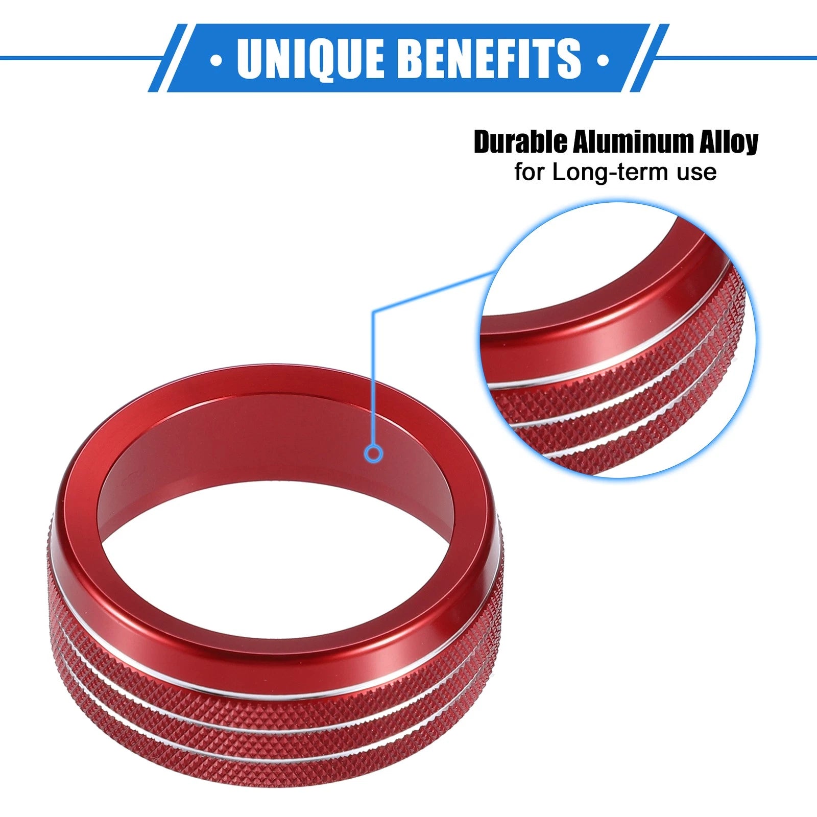 3pcs AC Audio Volume Tune Switch Knob Ring Cover for Dodge Dart (2012–2018) Red