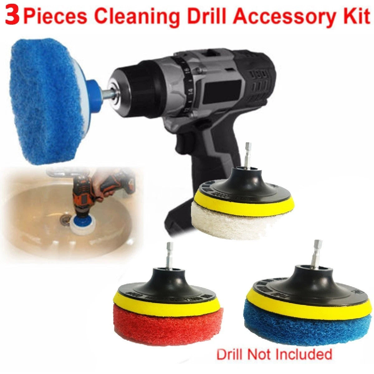 5X Nylon Power Scrub Pads for Drill Cleaning (Compatible with Most Drills)