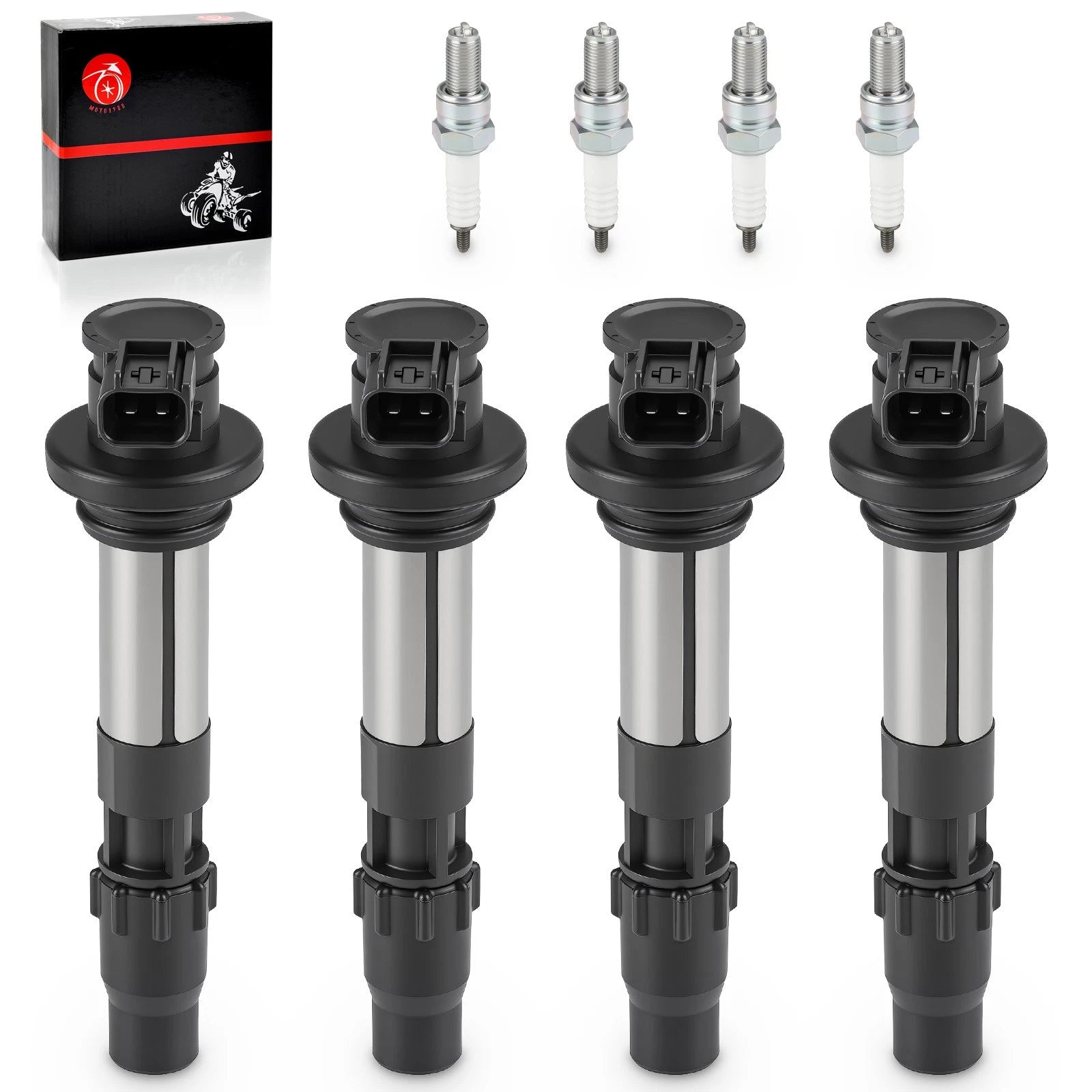 Set of 4 Ignition Coils & Iridium Spark Plugs for Suzuki GSX-R600 (2008–2023)