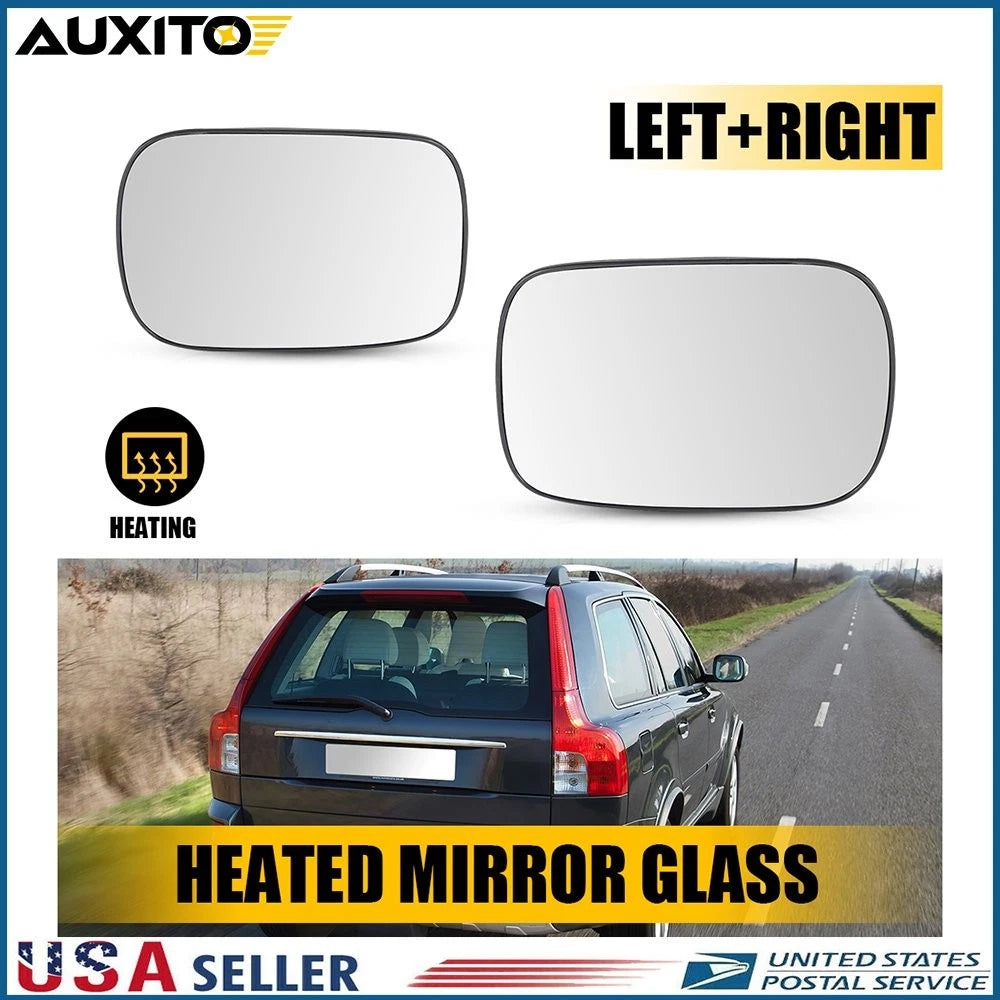 Heated Mirror Glass Set for Volvo XC70 XC90 (2003–2006) with Backing Plate