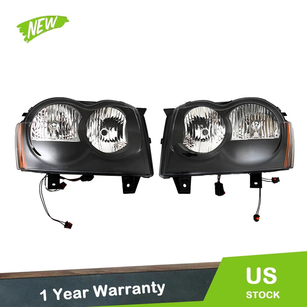 2X Headlight Assembly for Jeep Grand Cherokee (2005–2007) Clear L+R
