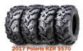 Set of 4 Super Lug Mud Tires 27x9-12 & 27x12-12 for Polaris RZR S570 (2017)