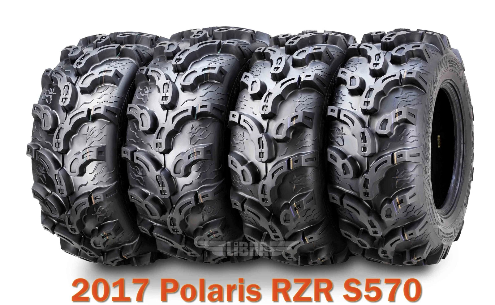 Set of 4 Super Lug Mud Tires 27x9-12 & 27x12-12 for Polaris RZR S570 (2017)