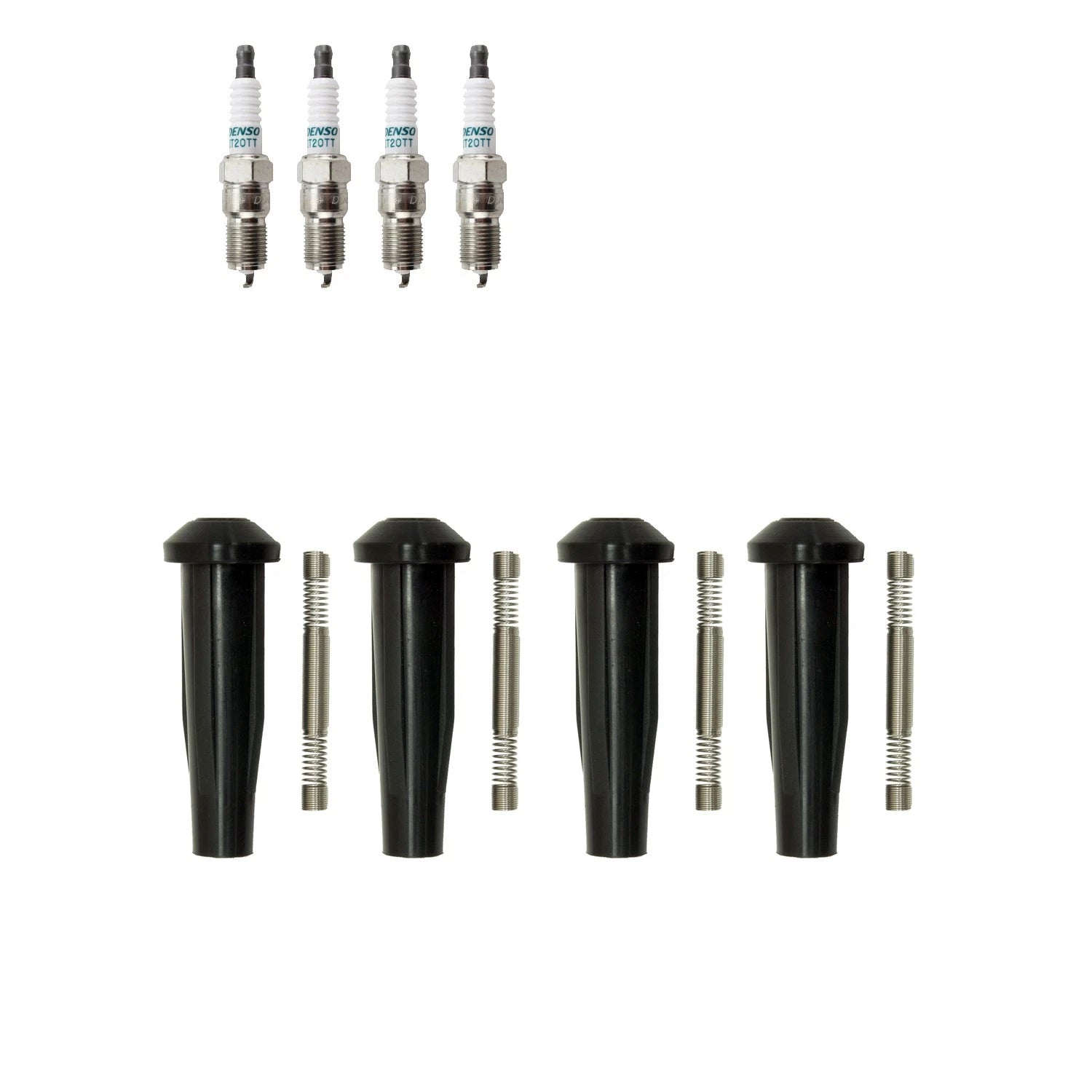 Denso 4 Iridium TT Spark Plugs & NGK Ignition Coil Boots for Ford Focus (2000–2007)