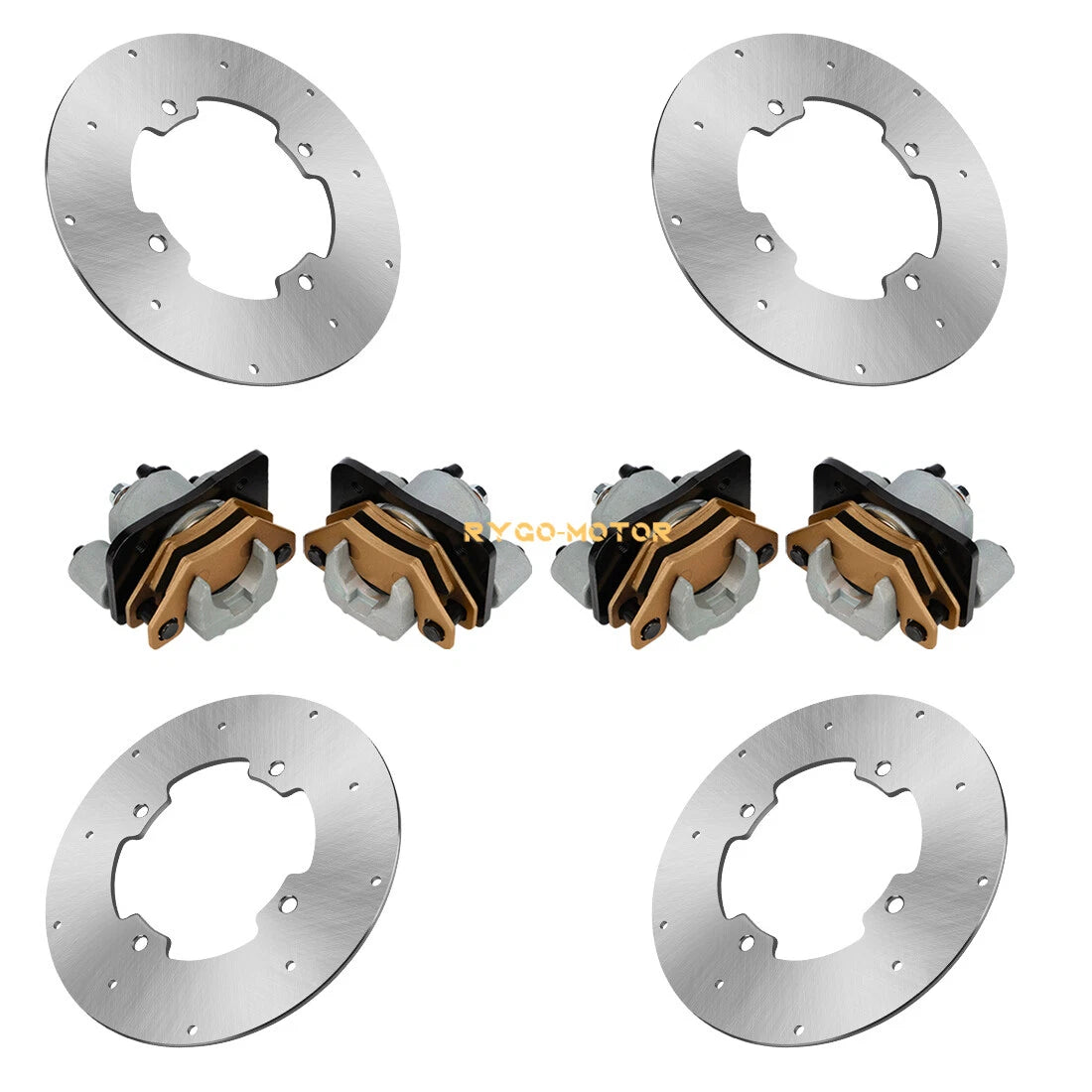 Front & Rear Brake Calipers w/ Disc Rotors for Arctic Cat Wildcat X 1000 (2013)