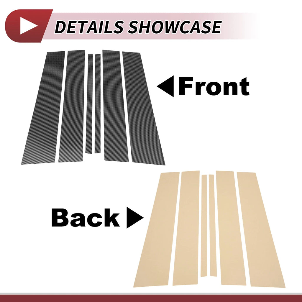 6 Pcs Door Pillar Window Trim for Nissan Armada (2004–2015) Carbon Fiber Black