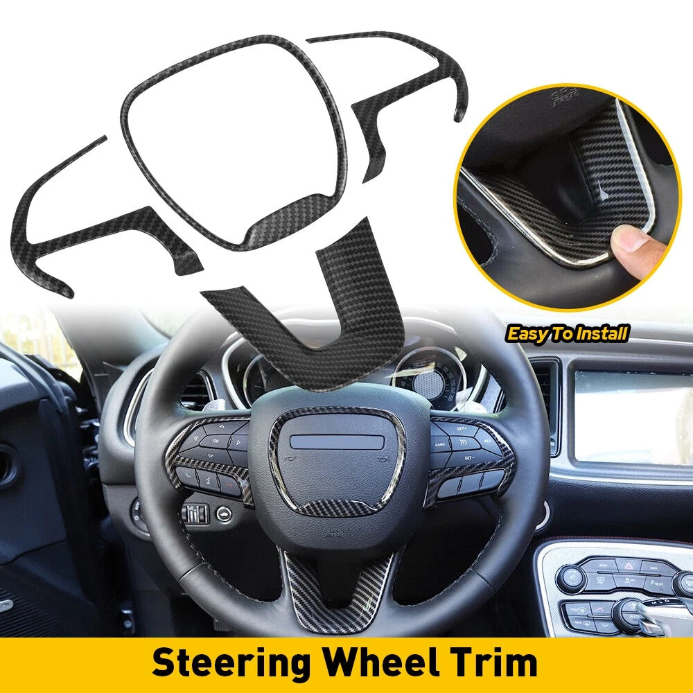 Carbon Fiber Steering Trim Cover for Dodge Challenger (2015–2023)