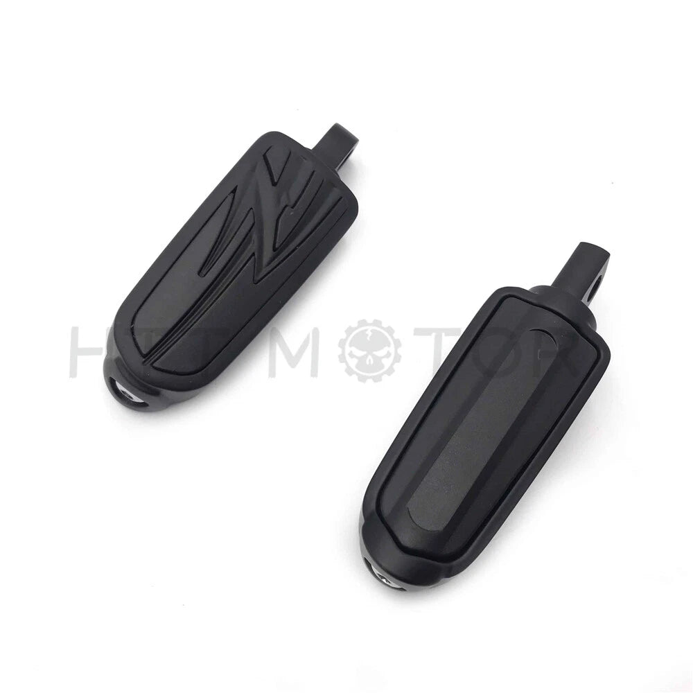 Black Lightning Flash Foot Rest Pegs for Harley Touring Softail Dyna (2014–2023)