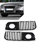 1 Pair Fog Light Cover Black Honeycomb Mesh for Audi A4 B8 (2009–2012)