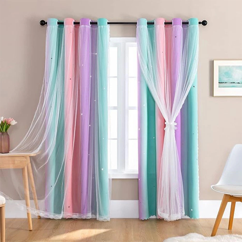 Blackout Curtains for Girls Room 52x63 Inches (Rod Pocket)