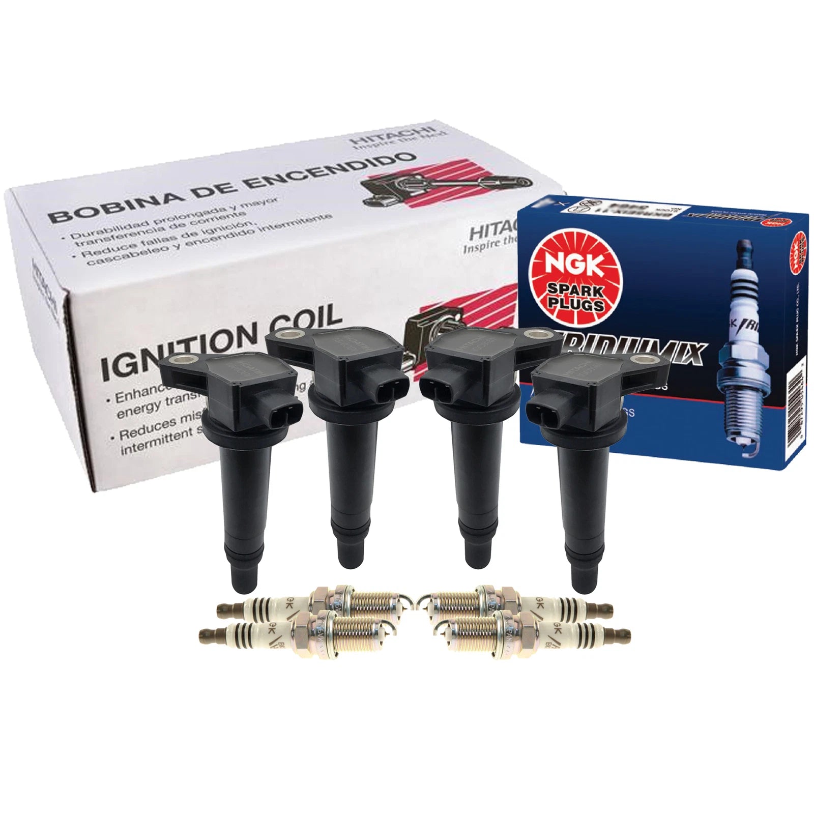 Set of 4 Ignition Coils & Spark Plugs for Hyundai Accent, Kia Rio (2006–2011)
