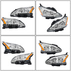 Headlight Assembly Set for Nissan Sentra (2013–2015) Halogen LED DRL Clear