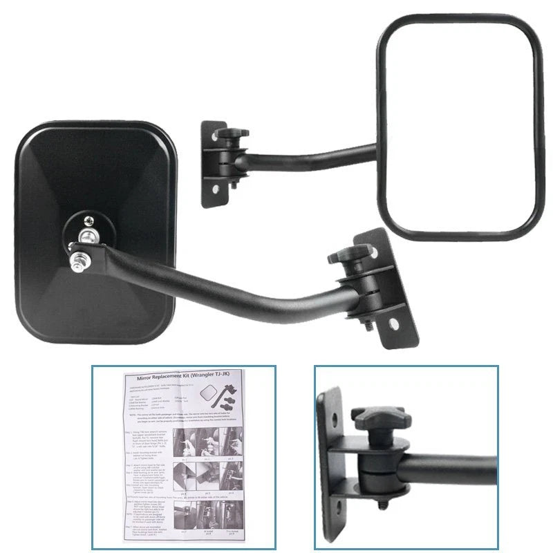 2 Pack Quick Release Doorless Mirrors for Jeep Wrangler (1997–2018)