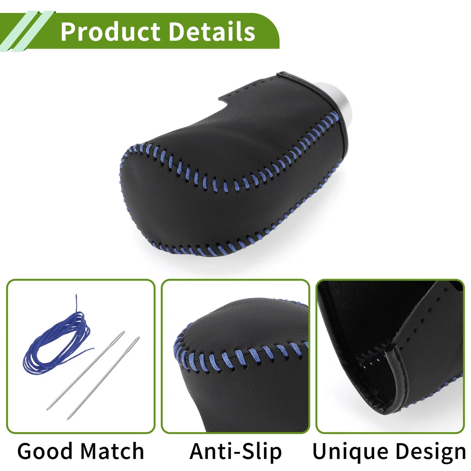 Gear Shift Knob Cover for Mazda 3 (2014–2018) Black Blue Faux Leather