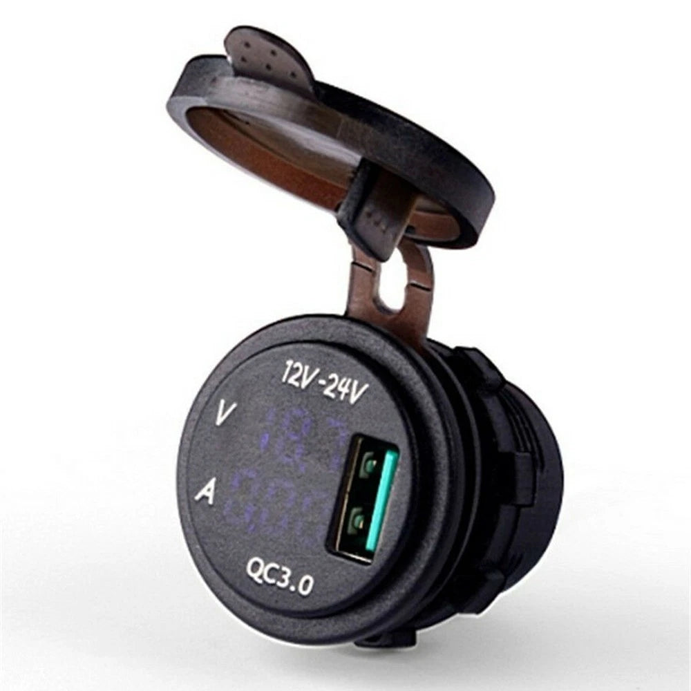 12/24 Socket Blue LED Voltage Meter for Motorcycle (Fast Amp)