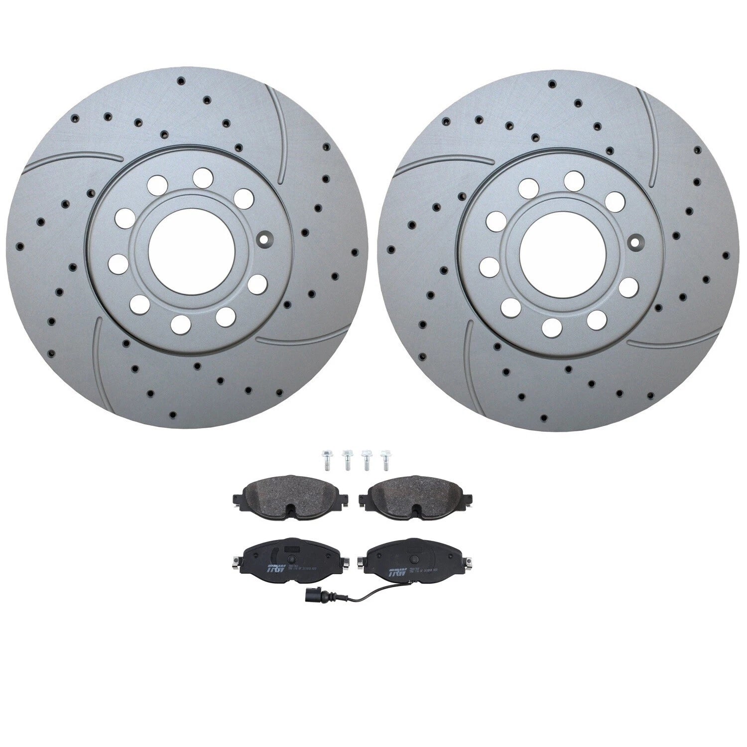 Front Brake Kit 288mm Drilled Disc Rotors & TRW Pads for A3 e-Golf Jetta (2013–2020)