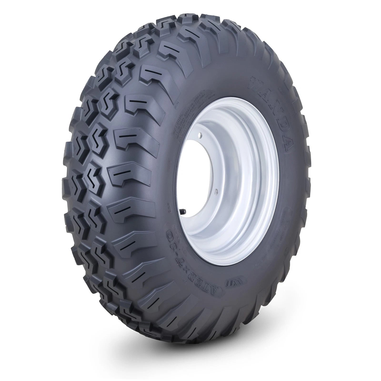 WANDA ATV Tire & Wheel Set of 4 for ATV 22X7-10 4x156mm PCD 2+3 Offset Silver