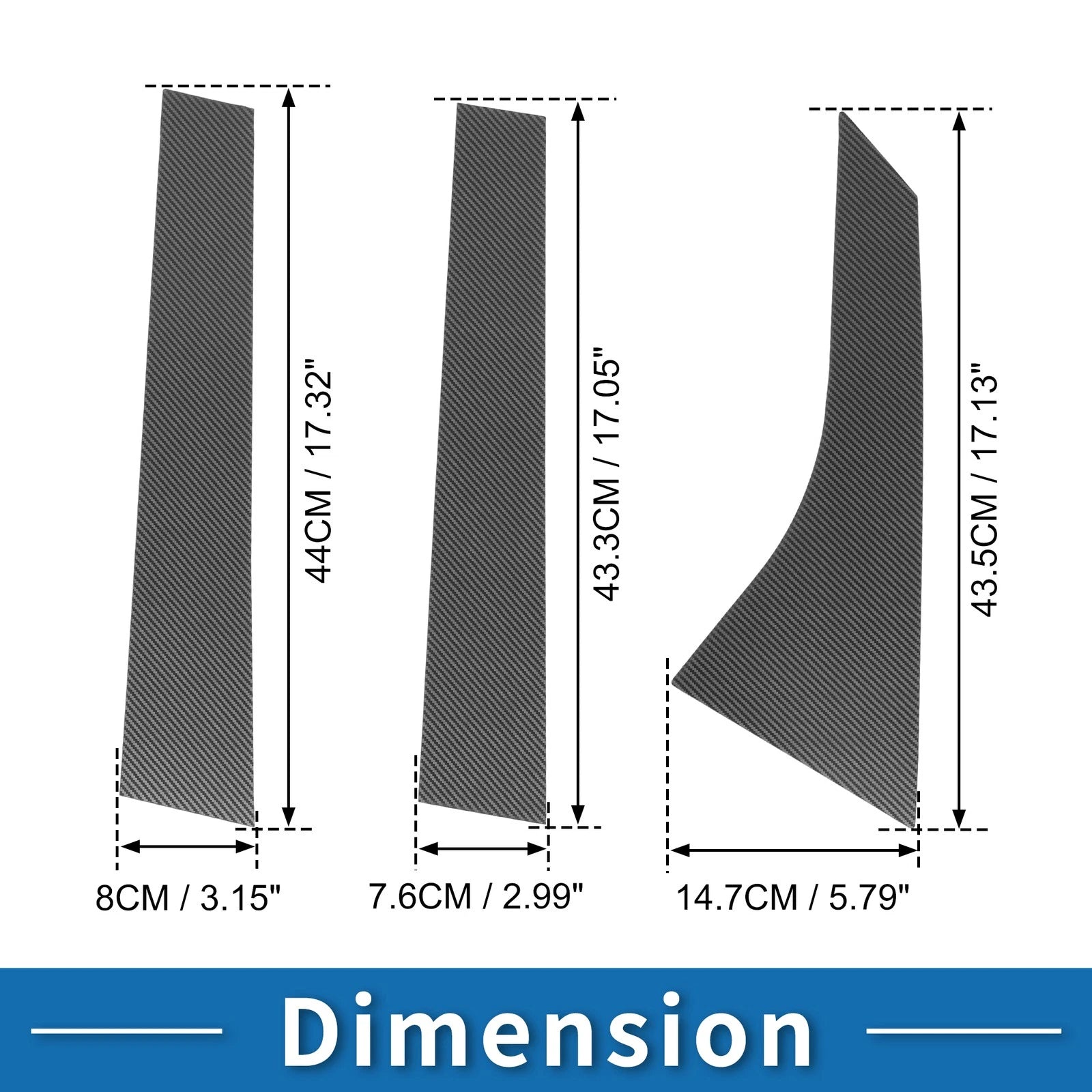 Set of 6 Door Pillar Window Trim for Ford Focus (2008–2011) Carbon Fiber