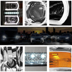 LED Projector Headlight Chrome Housing for Chevy Silverado (2014–2015)