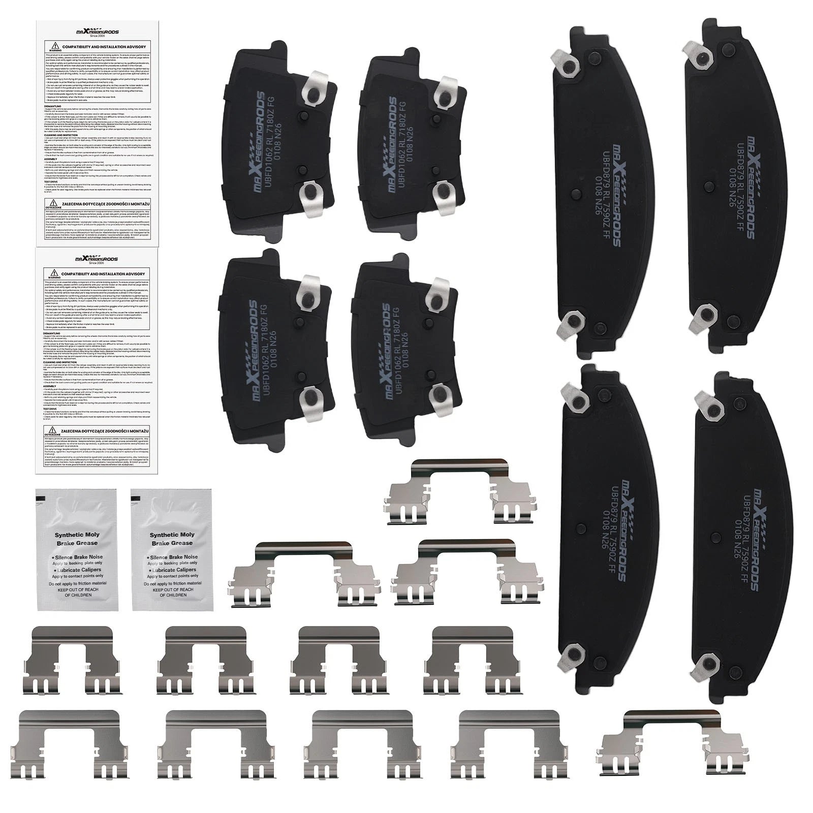 Set of 4 Ceramic Brake Pads for Dodge Challenger/Charger (2006–2023)